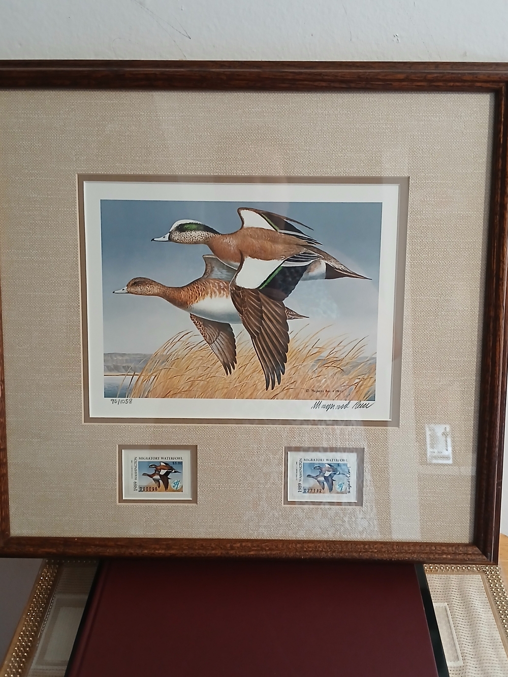 Maynard Reece Signed Numbered 1989 Ducks Print Landscape Matted & Framed Vng